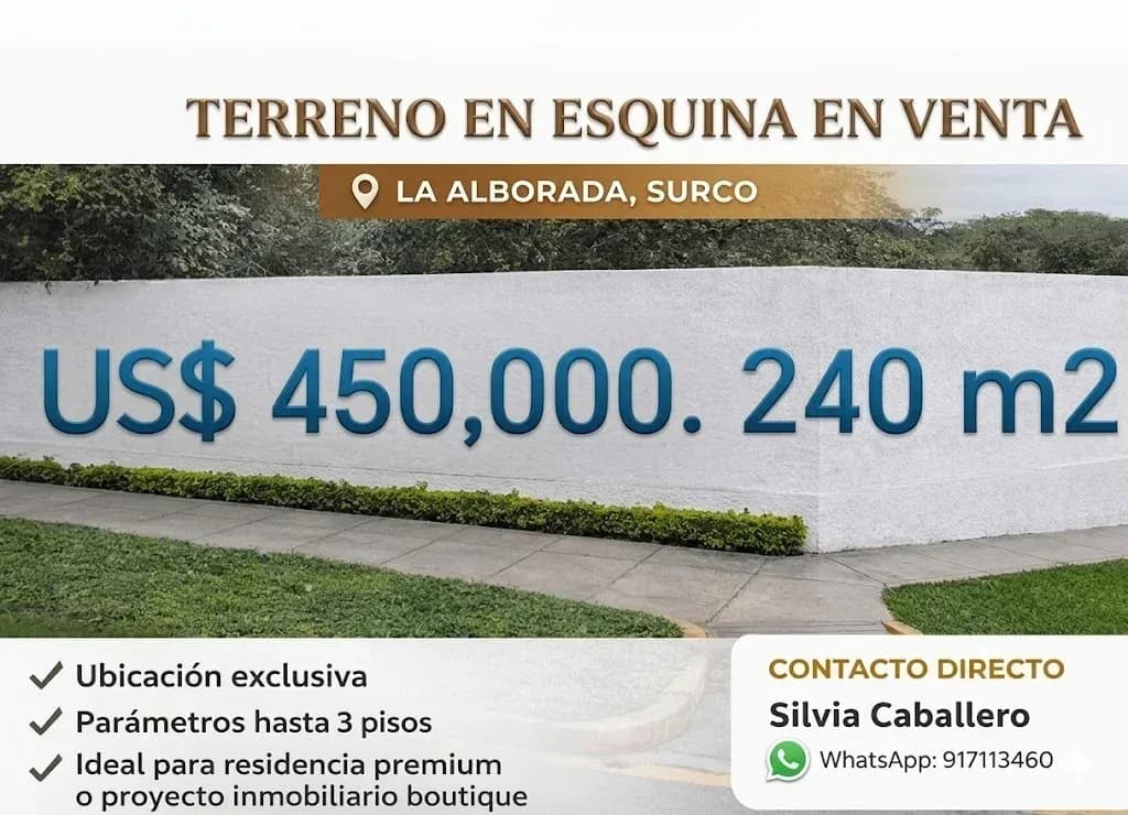 TERRENO EN ESQUINA – LA ALBORADA, Surco. – foto 1