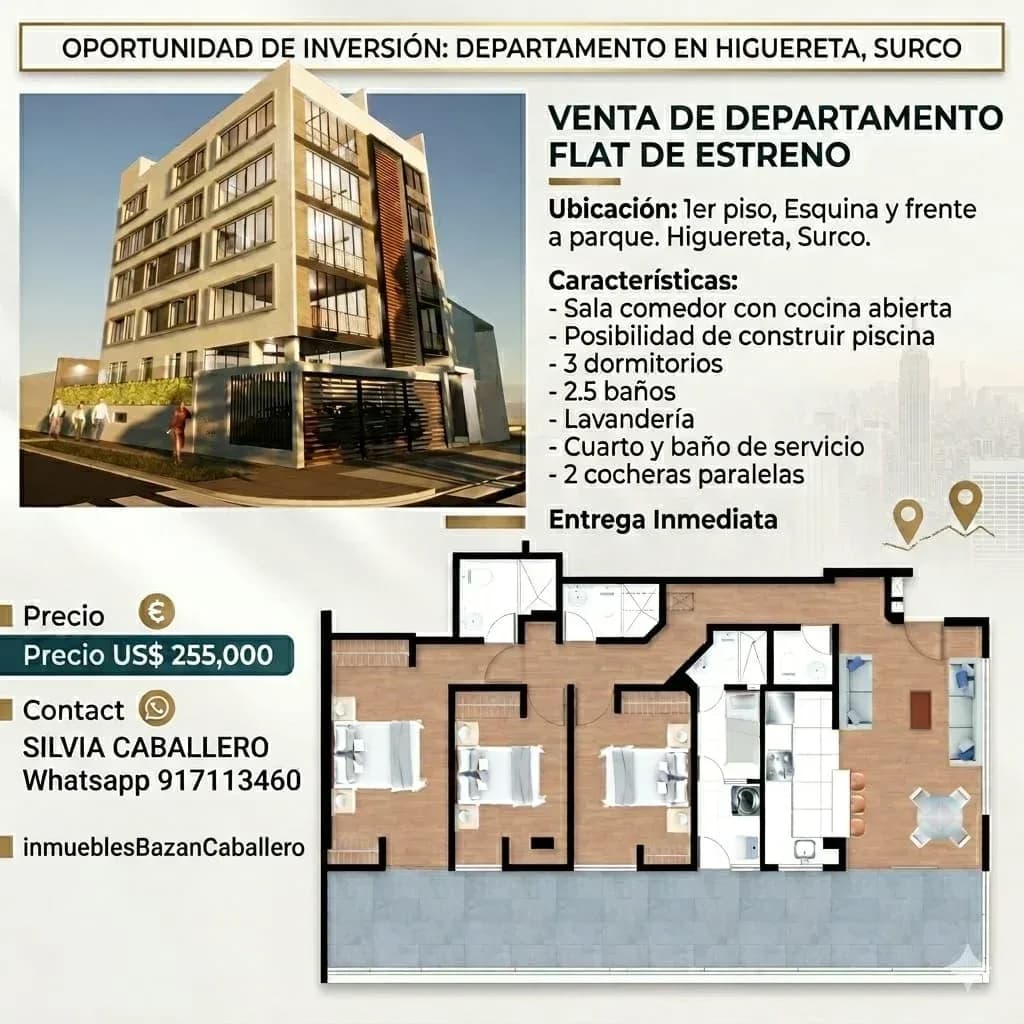 DE ESTRENO EN SURCO: VIVE FRENTE A PARQUE (URB. CHAMA) – foto 1