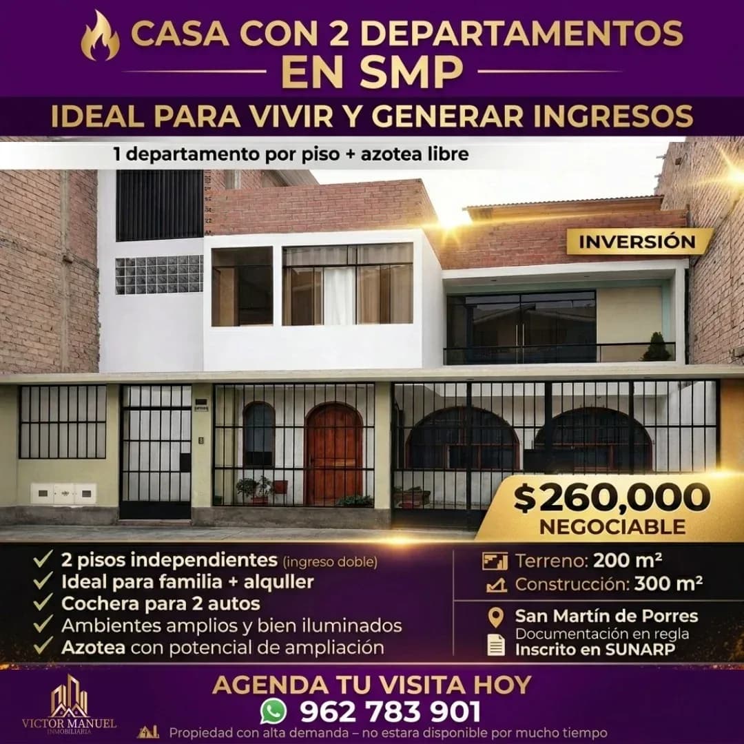Venta de casa en SMP