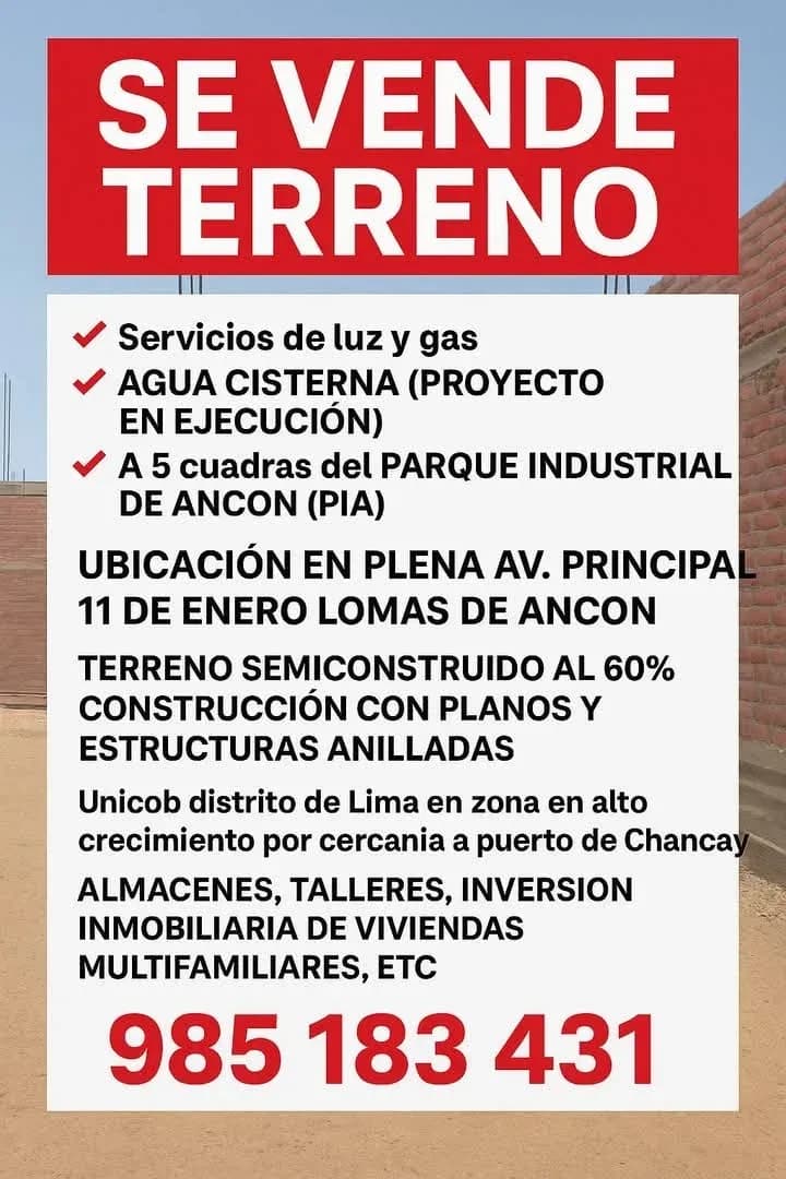 Gran terreno 300 M2 LOMAS DE ANCON – foto 2